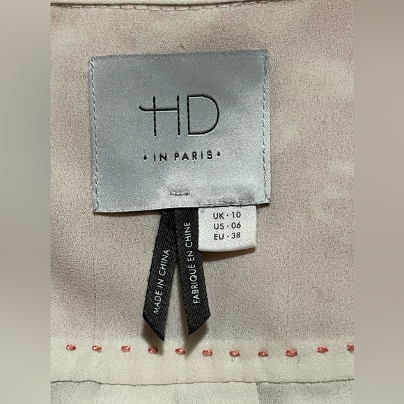 HD in Paris Anthropologie Cream Pink Sparkle Elinor Ruffle Blouse Size 6 - Picture 7 of 8